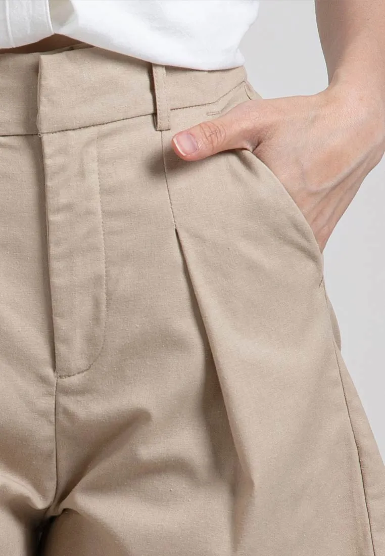 Forest Ladies Tailored Cotton Linen Shorts Women Bermuda Shorts | Seluar Pendek Perempuan 865106