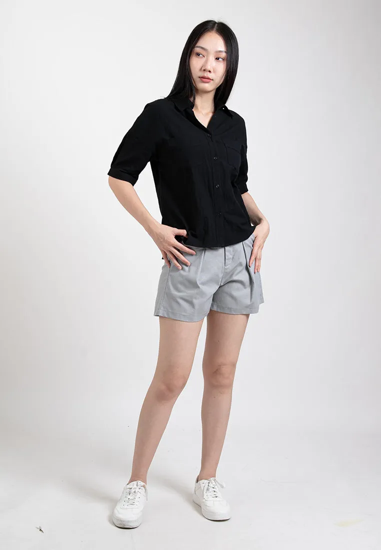 Forest Ladies Tailored Cotton Linen Shorts Women Bermuda Shorts | Seluar Pendek Perempuan 865106