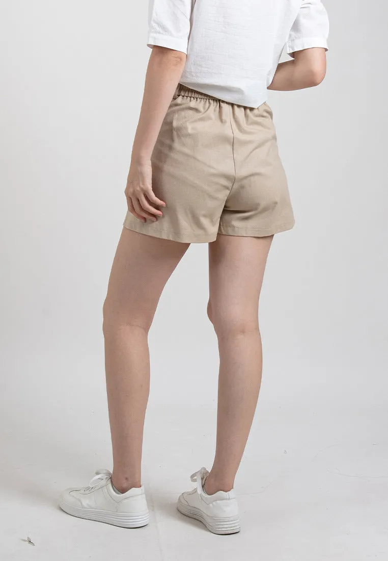Forest Ladies Tailored Cotton Linen Shorts Women Bermuda Shorts | Seluar Pendek Perempuan 865106