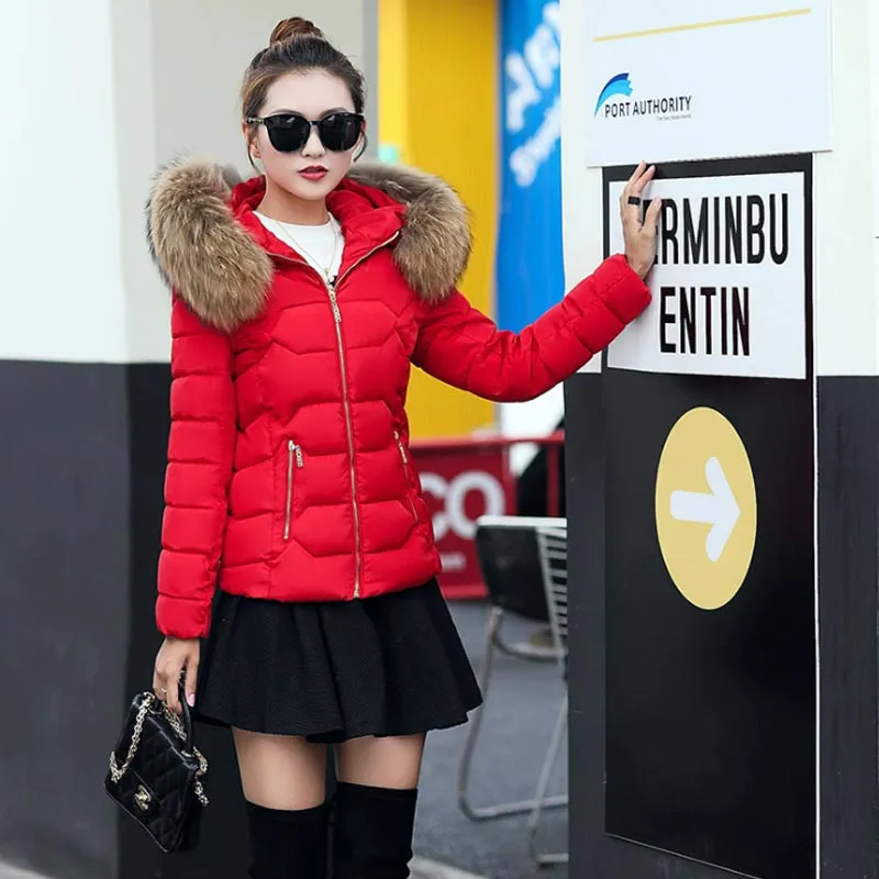 Fur Collar Cotton-Padded Short Jacket Women
