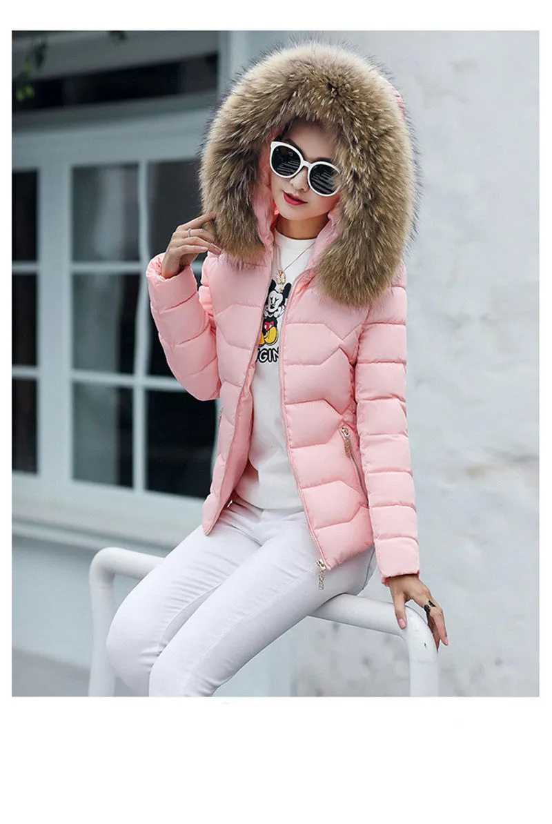 Fur Collar Cotton-Padded Short Jacket Women