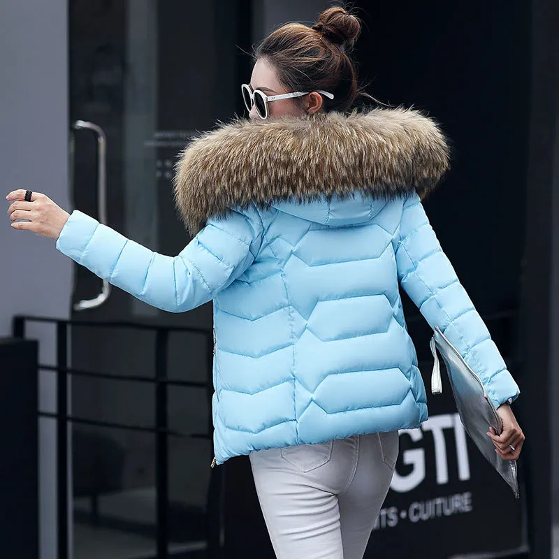 Fur Collar Cotton-Padded Short Jacket Women