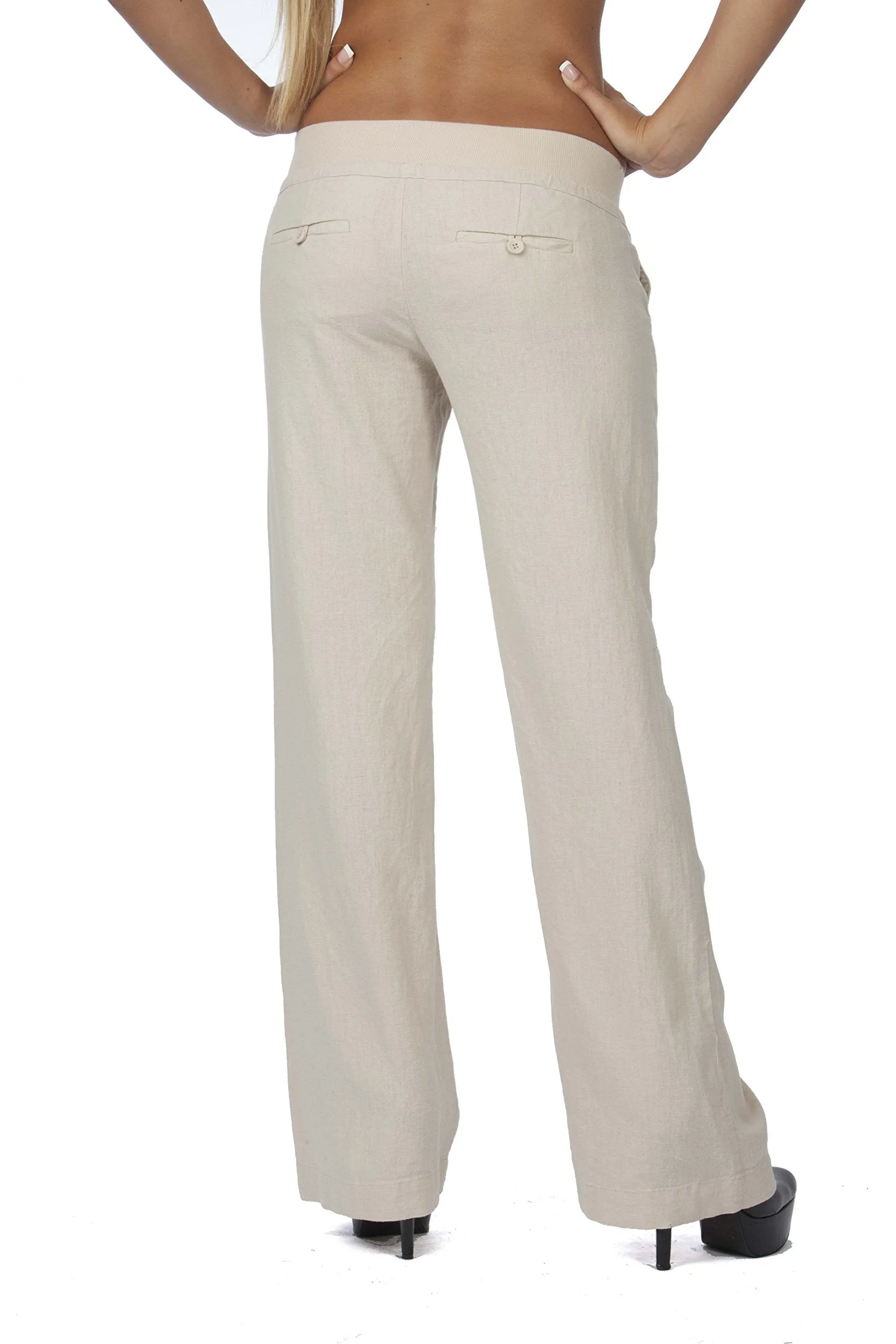 Hollywood Star Fashion Linen Loose Ribbed Waist band Lounge Pants