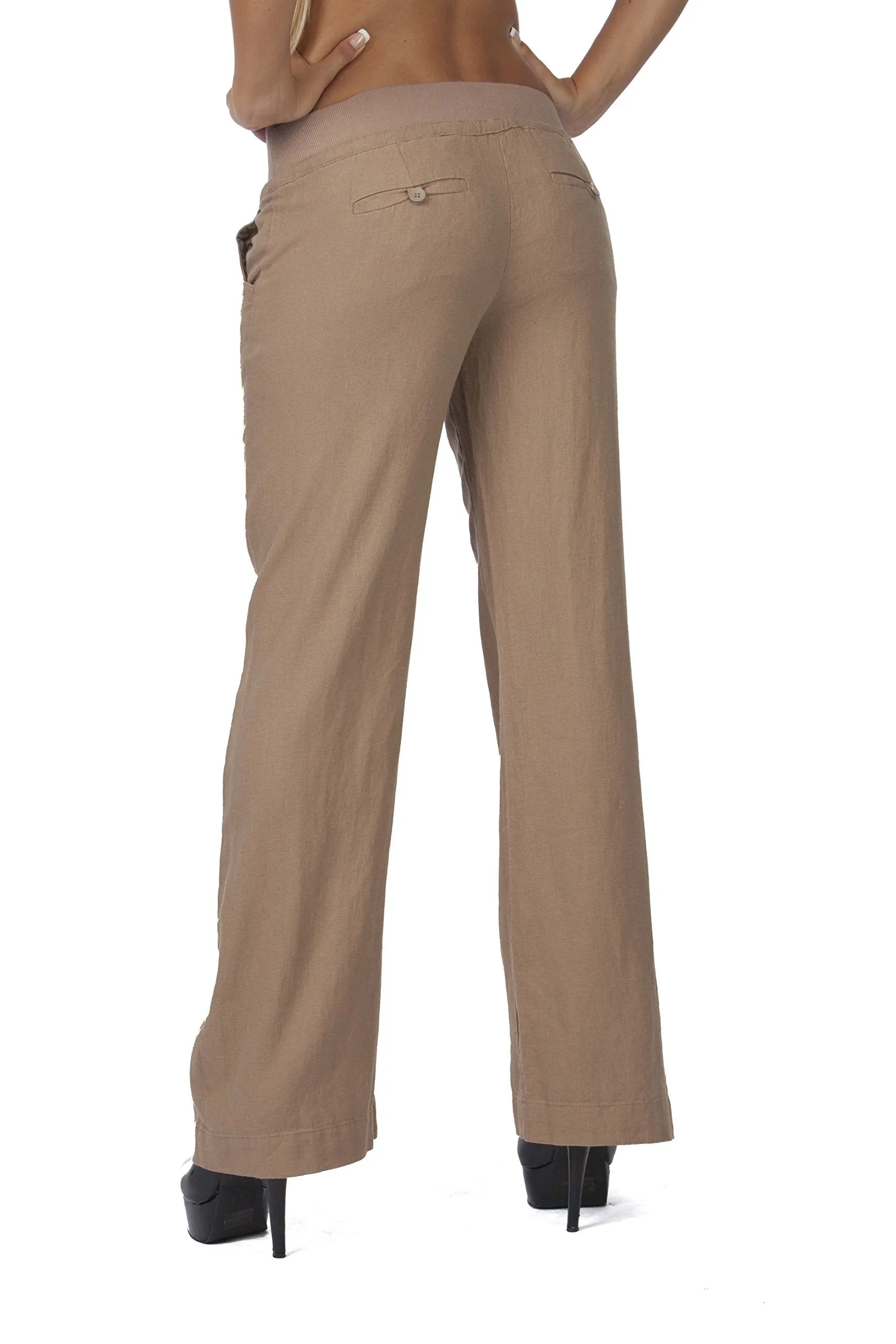 Hollywood Star Fashion Linen Loose Ribbed Waist band Lounge Pants