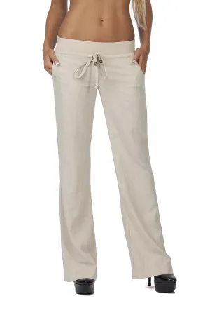 Hollywood Star Fashion Linen Loose Ribbed Waist band Lounge Pants