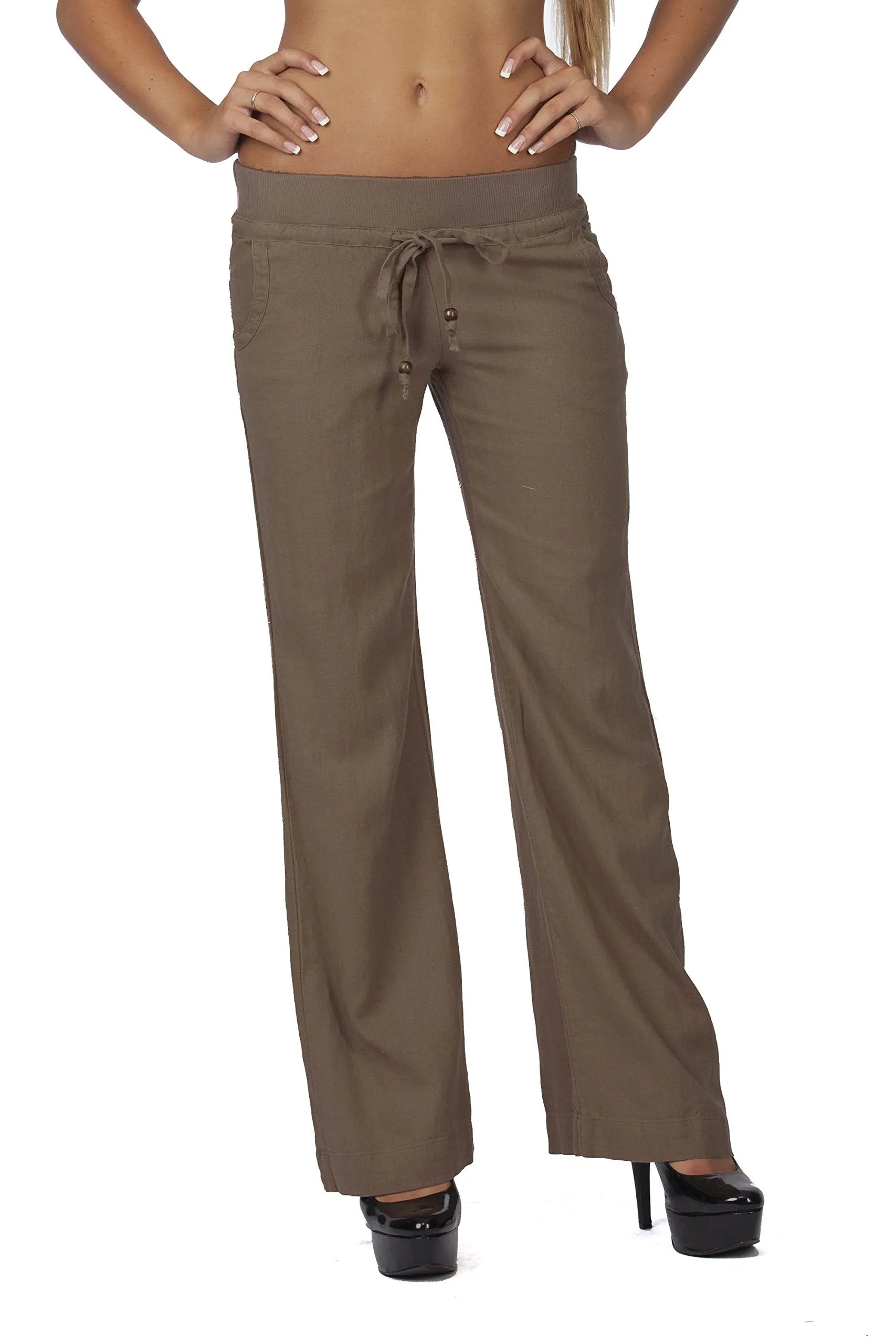 Hollywood Star Fashion Linen Loose Ribbed Waist band Lounge Pants