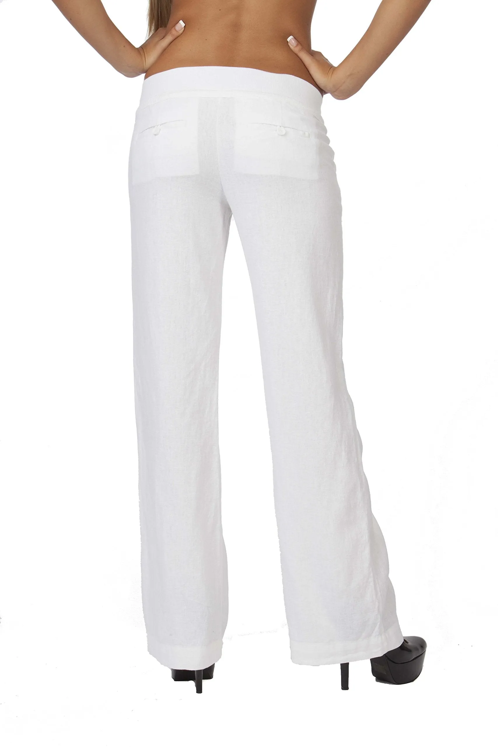 Hollywood Star Fashion Linen Loose Ribbed Waist band Lounge Pants