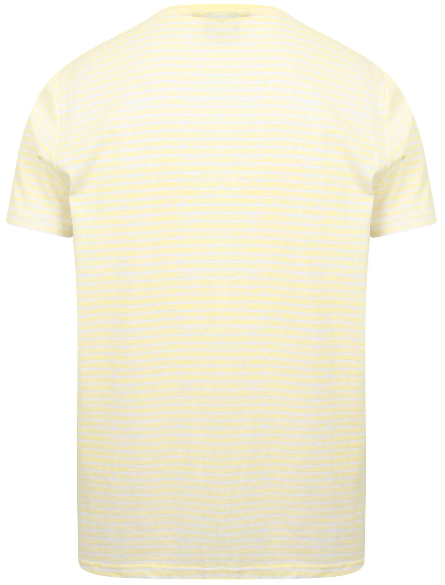 Leading Striped Cotton T-Shirt with Chest Pocket In Pastel Yellow - South Shore