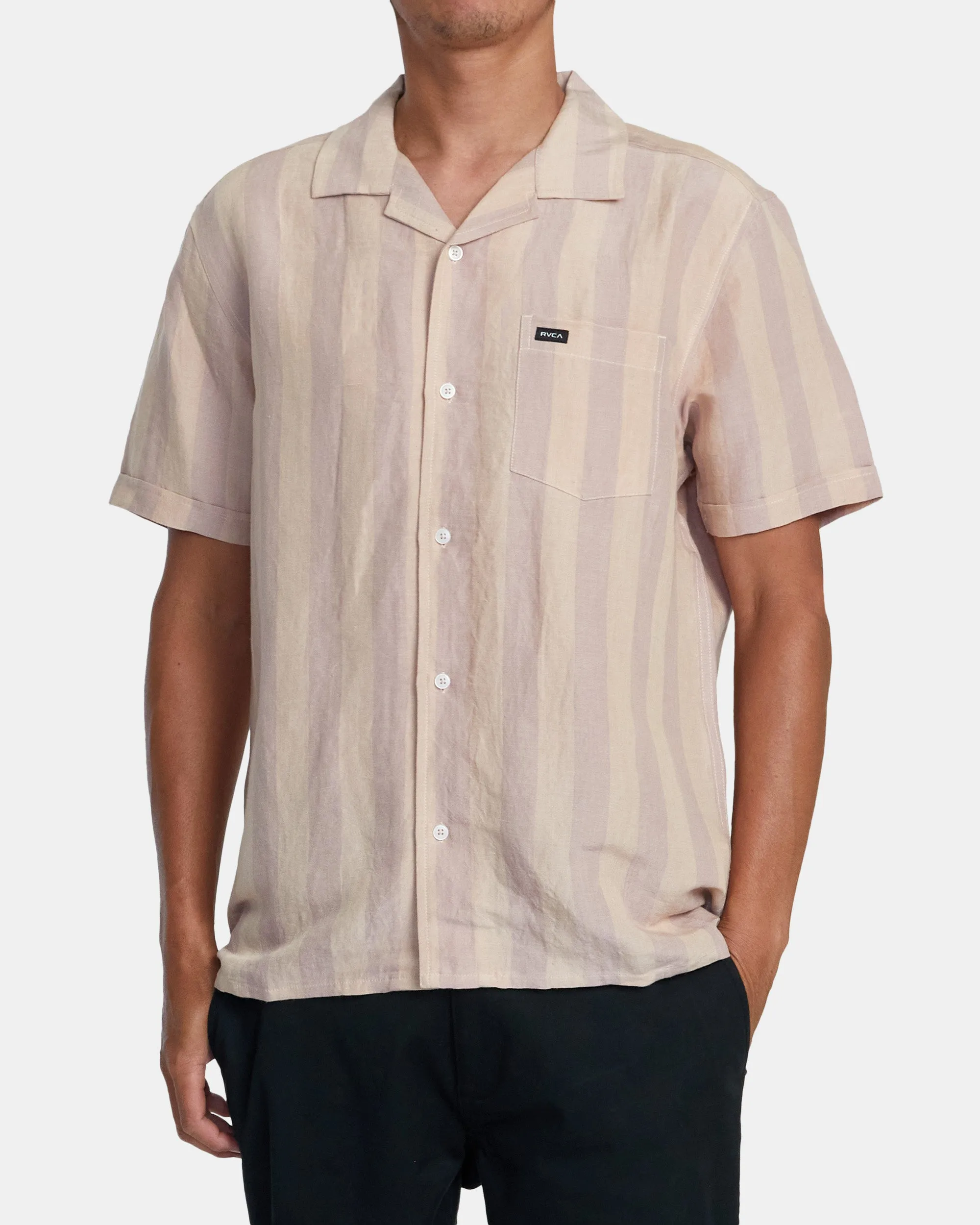 Love Stripe Short Sleeve Shirt - Pale Mauve