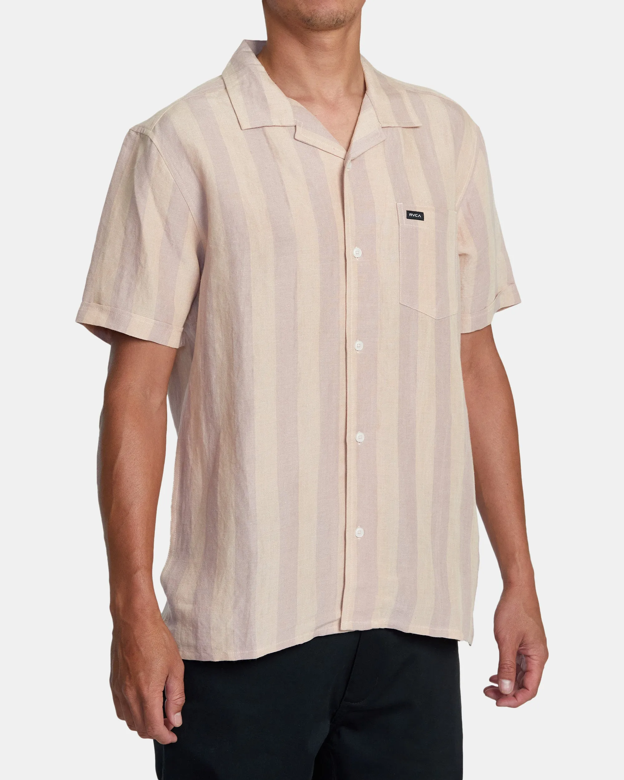 Love Stripe Short Sleeve Shirt - Pale Mauve