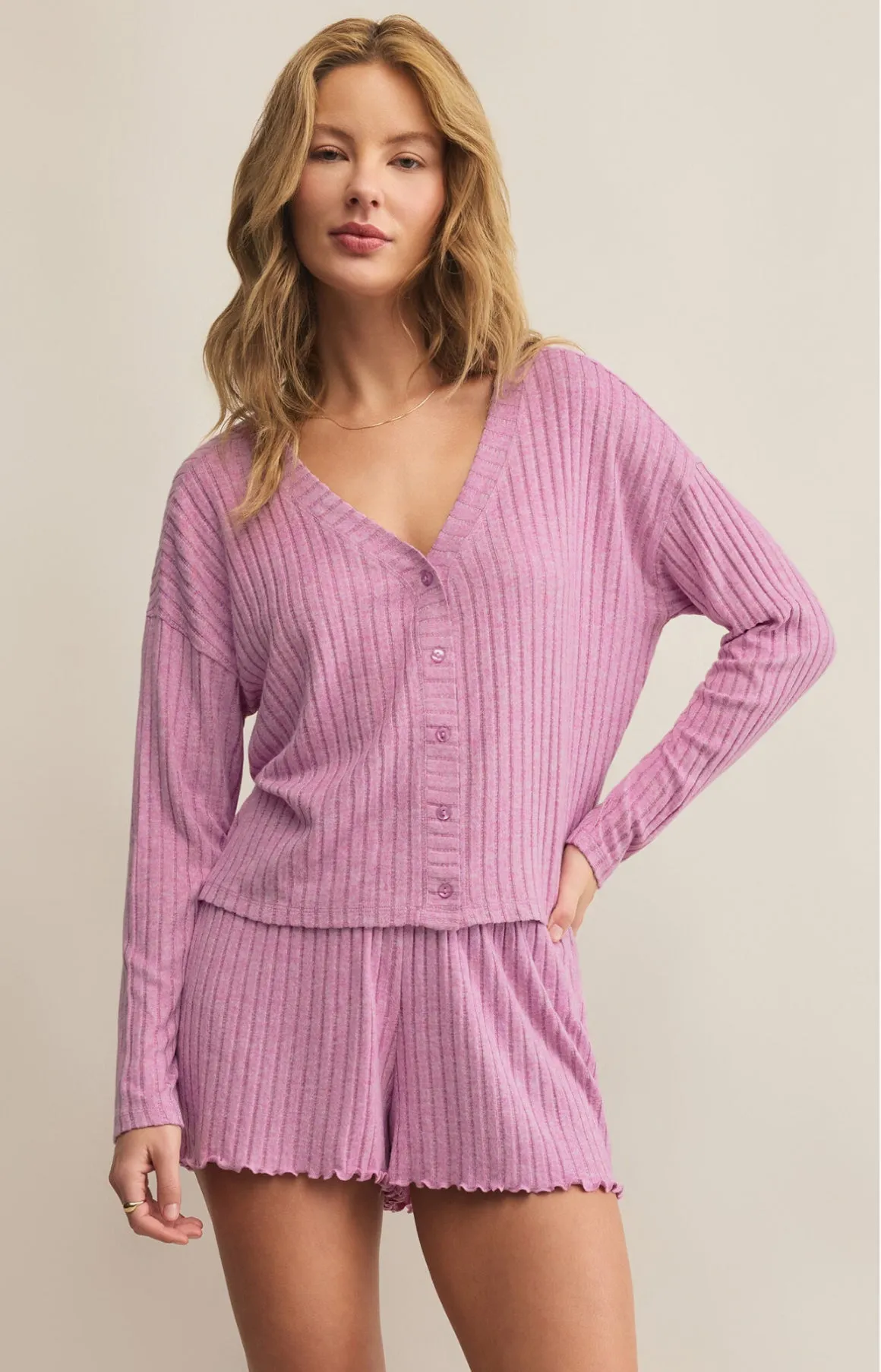 Mara Long Sleeve Cardigan in Violet Gem