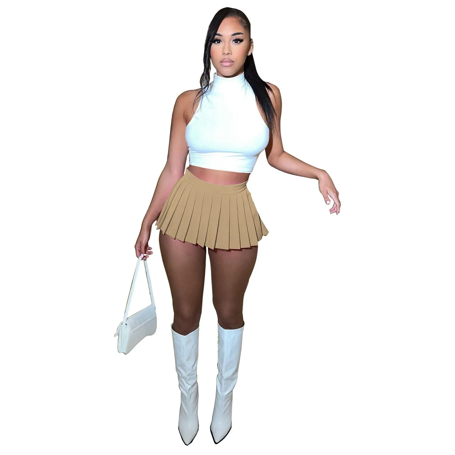 MB FASHION HIGH WAISTED PLAID MINI SKIRT 1347LY