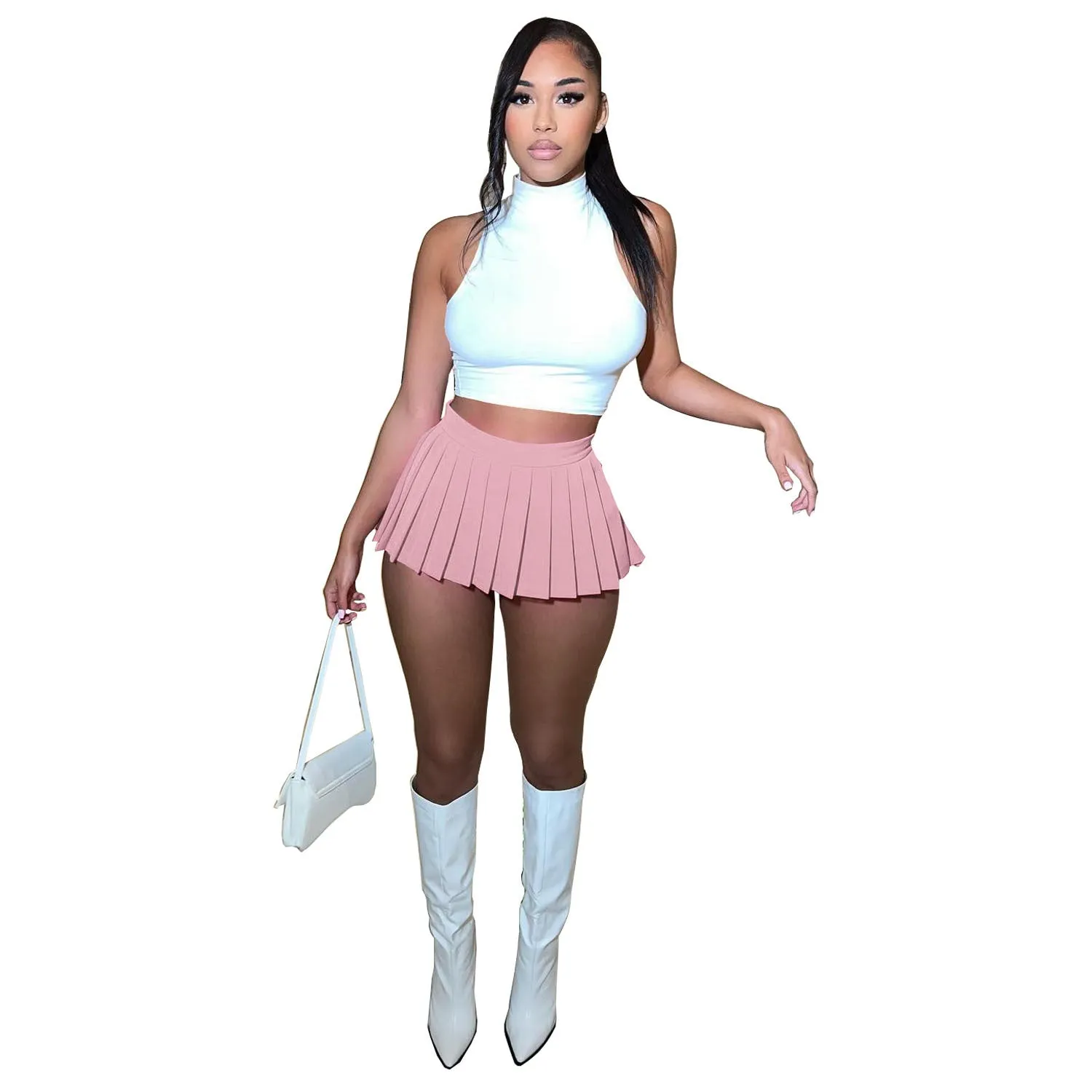 MB FASHION HIGH WAISTED PLAID MINI SKIRT 1347LY