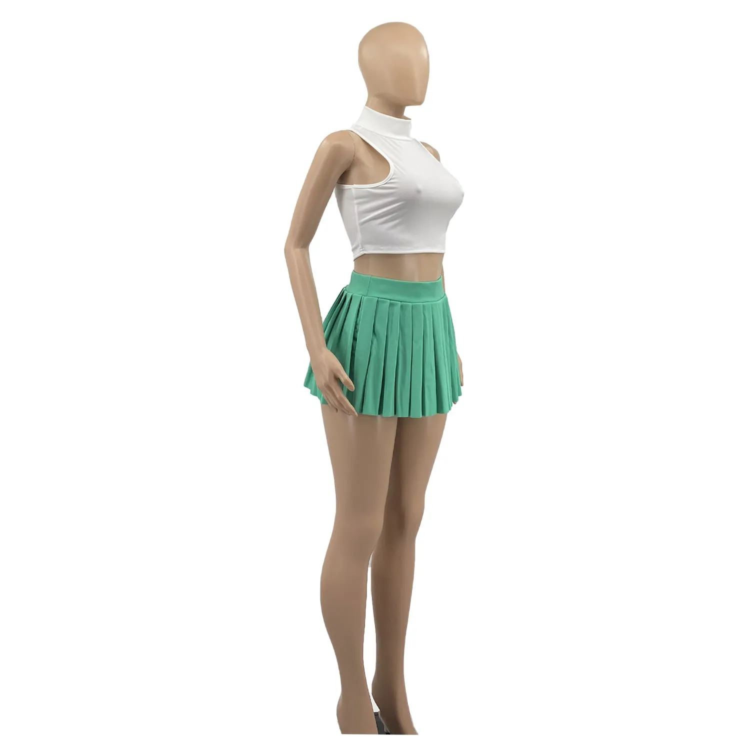 MB FASHION HIGH WAISTED PLAID MINI SKIRT 1347LY