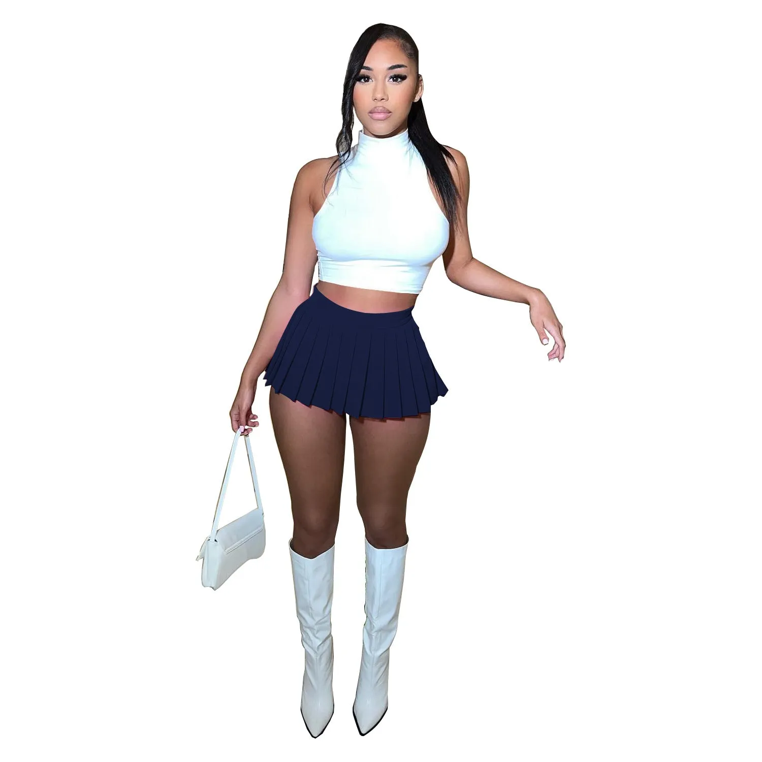 MB FASHION HIGH WAISTED PLAID MINI SKIRT 1347LY