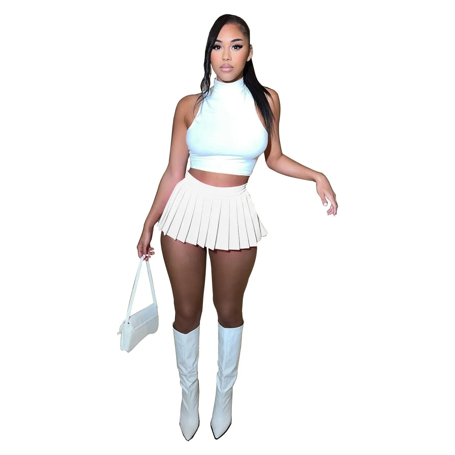 MB FASHION HIGH WAISTED PLAID MINI SKIRT 1347LY