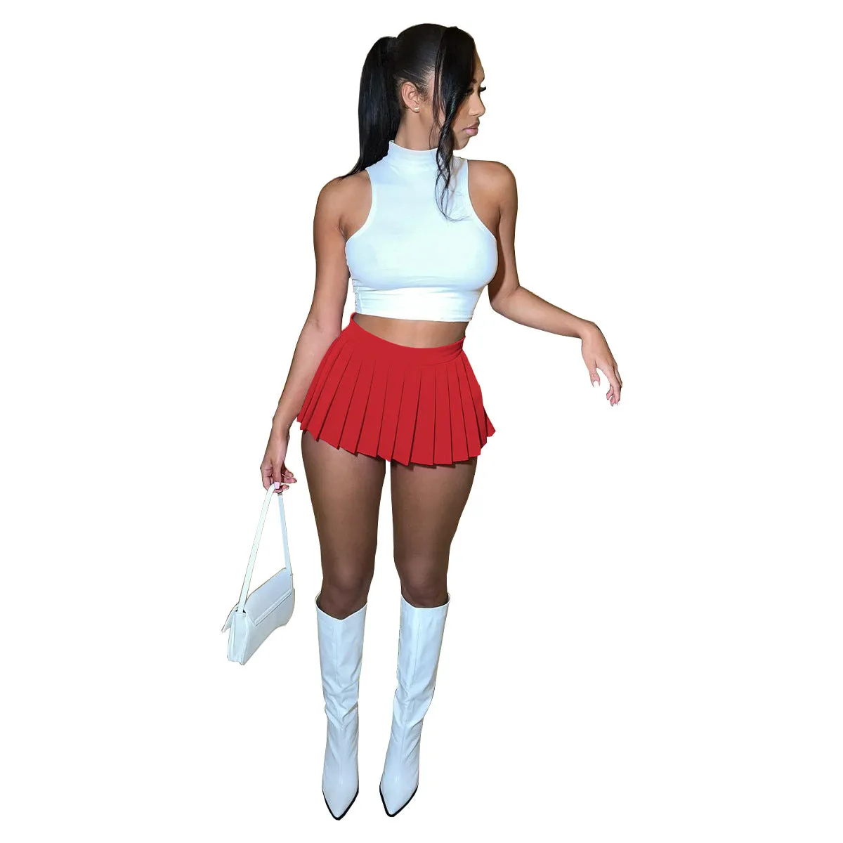 MB FASHION HIGH WAISTED PLAID MINI SKIRT 1347LY