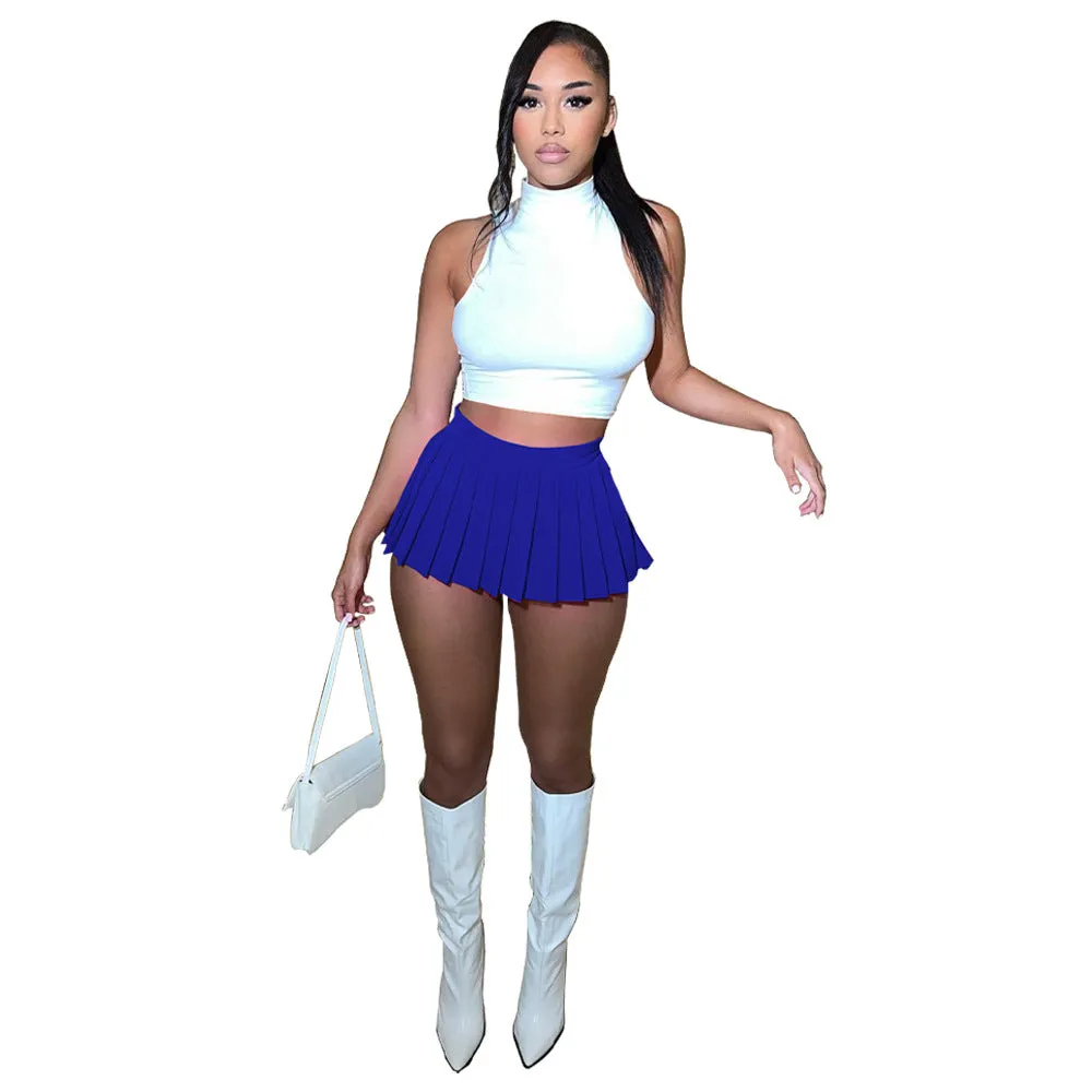 MB FASHION HIGH WAISTED PLAID MINI SKIRT 1347LY