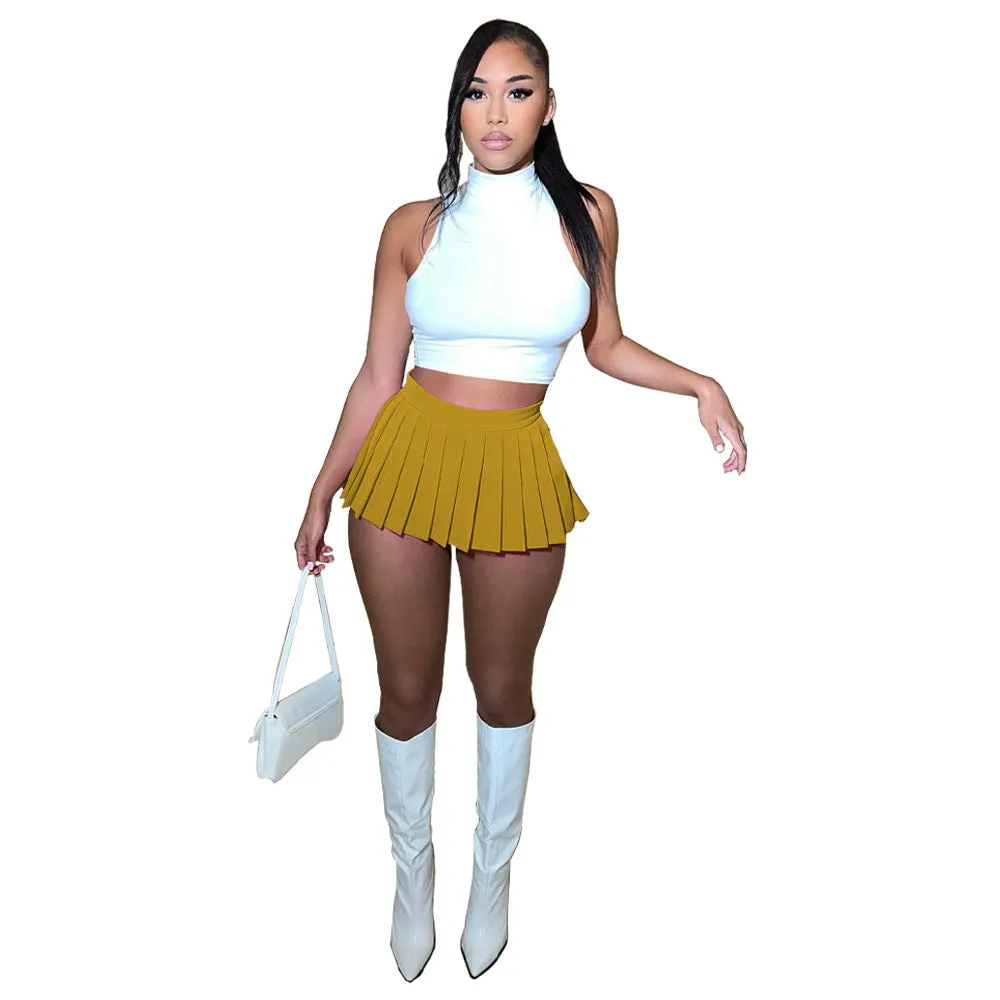 MB FASHION HIGH WAISTED PLAID MINI SKIRT 1347LY