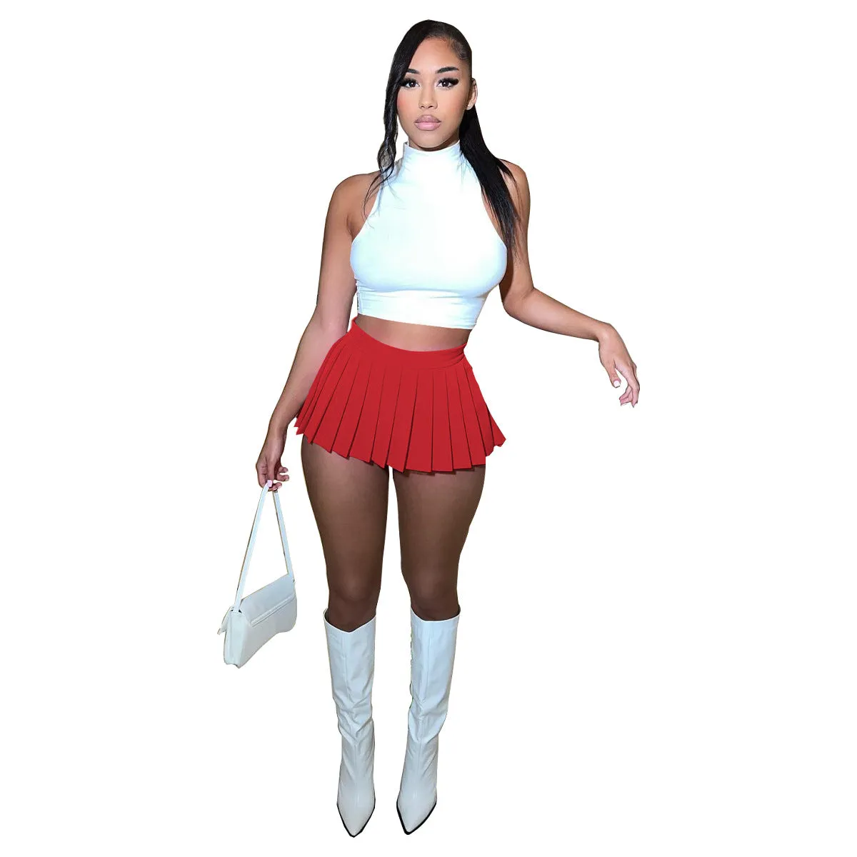 MB FASHION HIGH WAISTED PLAID MINI SKIRT 1347LY