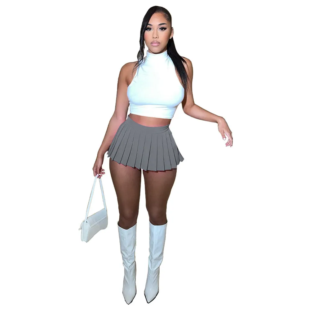 MB FASHION HIGH WAISTED PLAID MINI SKIRT 1347LY