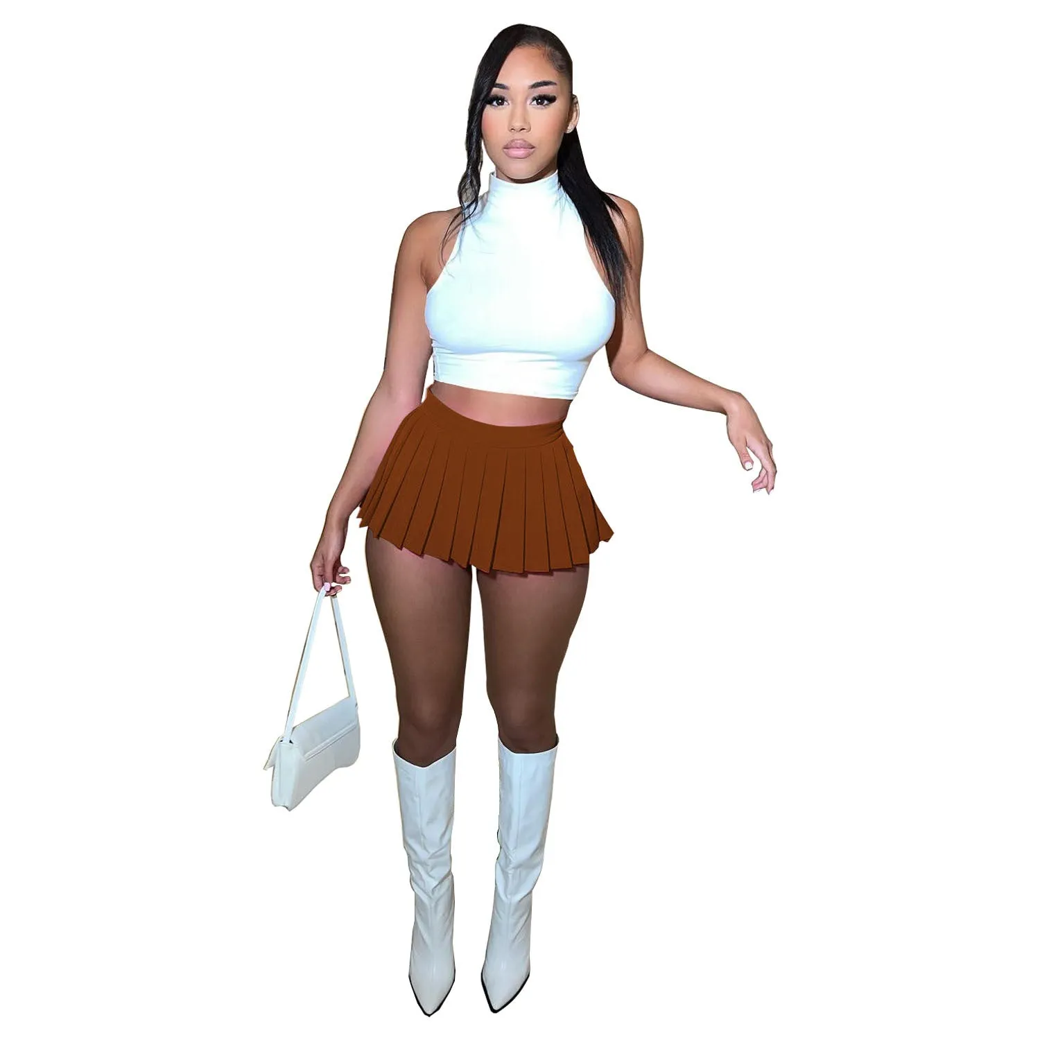 MB FASHION HIGH WAISTED PLAID MINI SKIRT 1347LY