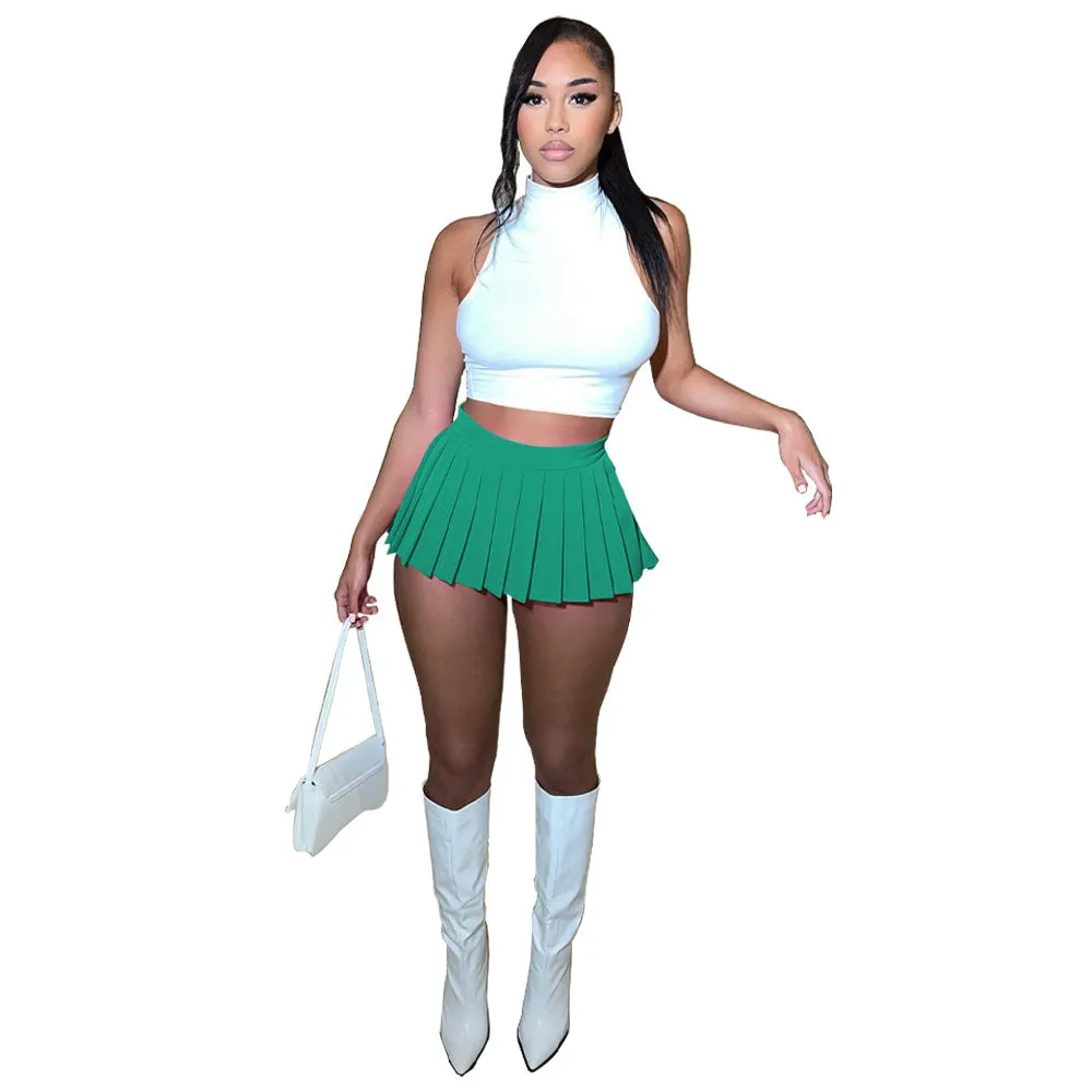 MB FASHION HIGH WAISTED PLAID MINI SKIRT 1347LY