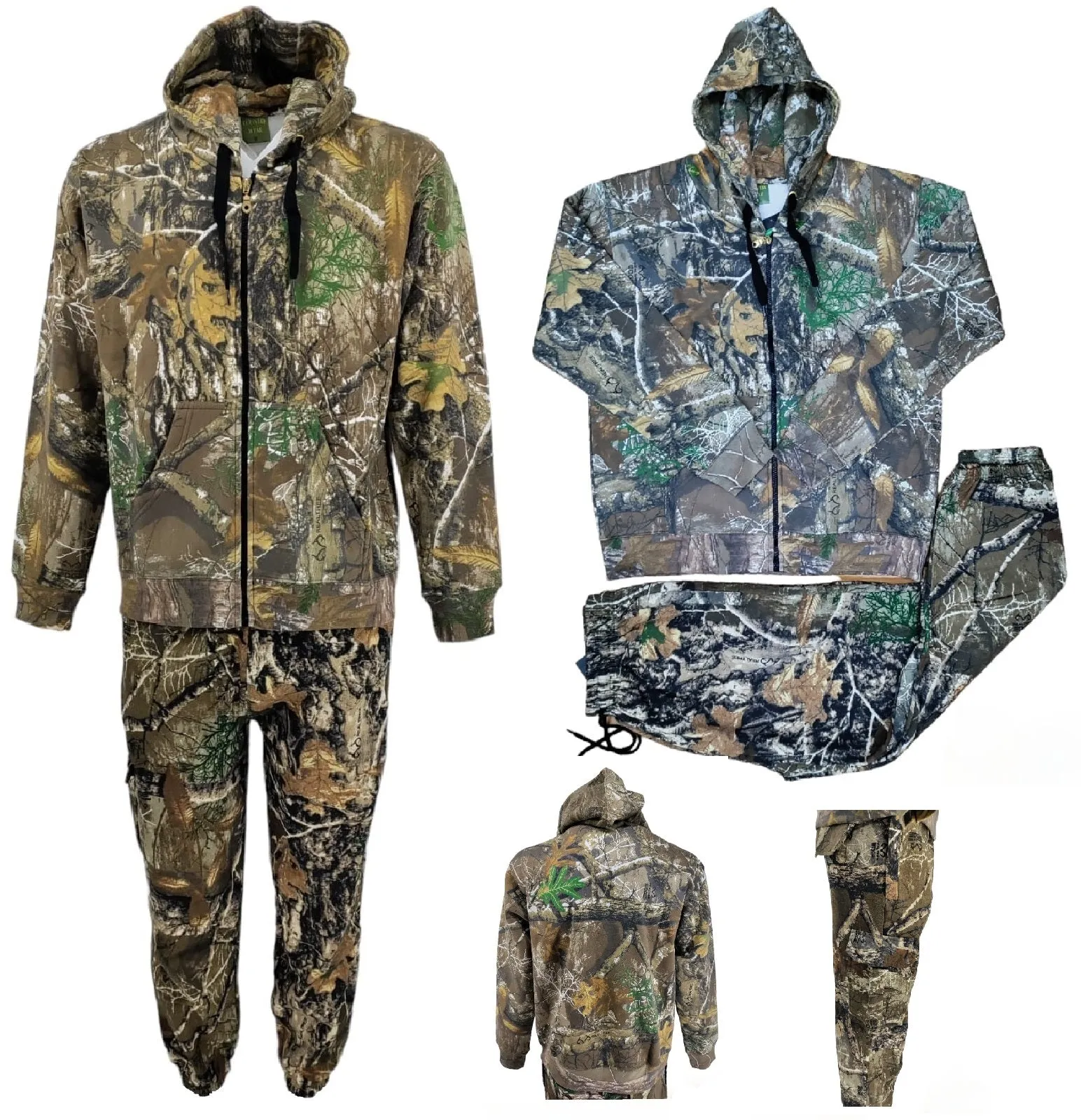Mens Jungle Print Tracksuit 2pcs Full Set Trouser Hoodie Hunting Combat Sweat
