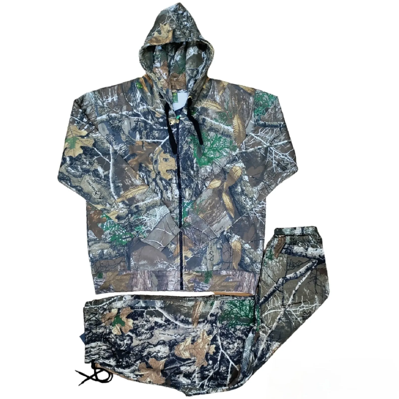 Mens Jungle Print Tracksuit 2pcs Full Set Trouser Hoodie Hunting Combat Sweat