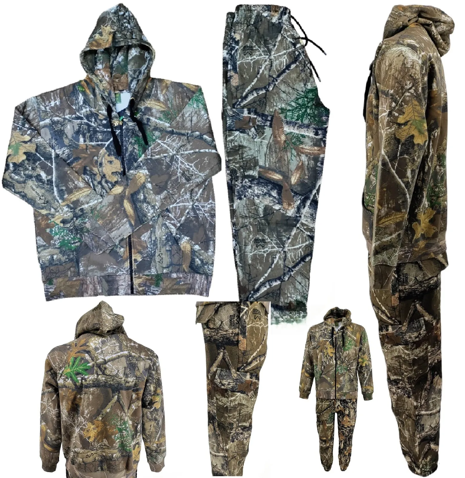 Mens Jungle Print Tracksuit 2pcs Full Set Trouser Hoodie Hunting Combat Sweat