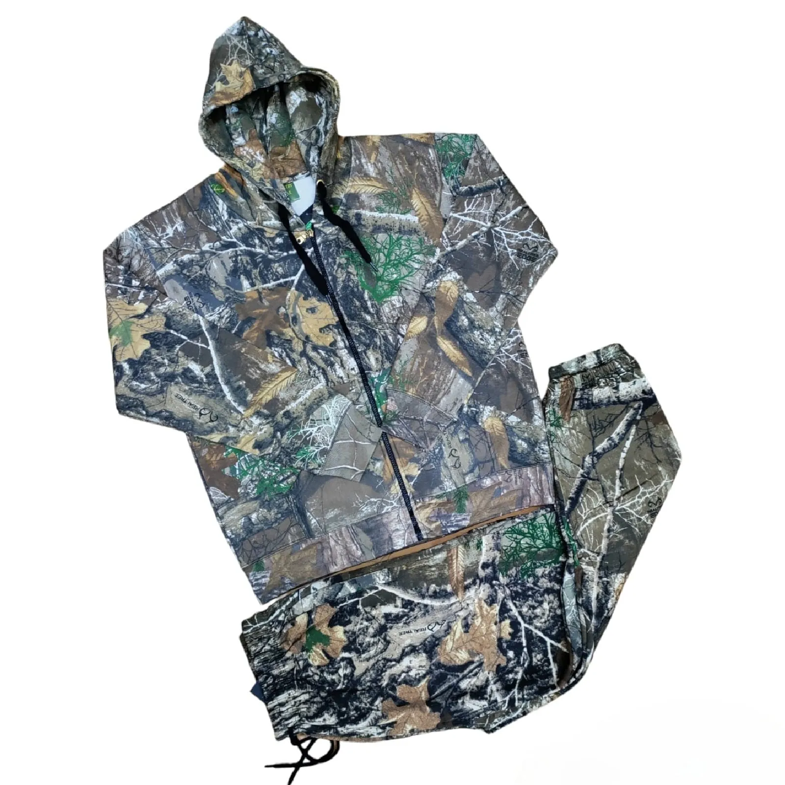 Mens Jungle Print Tracksuit 2pcs Full Set Trouser Hoodie Hunting Combat Sweat