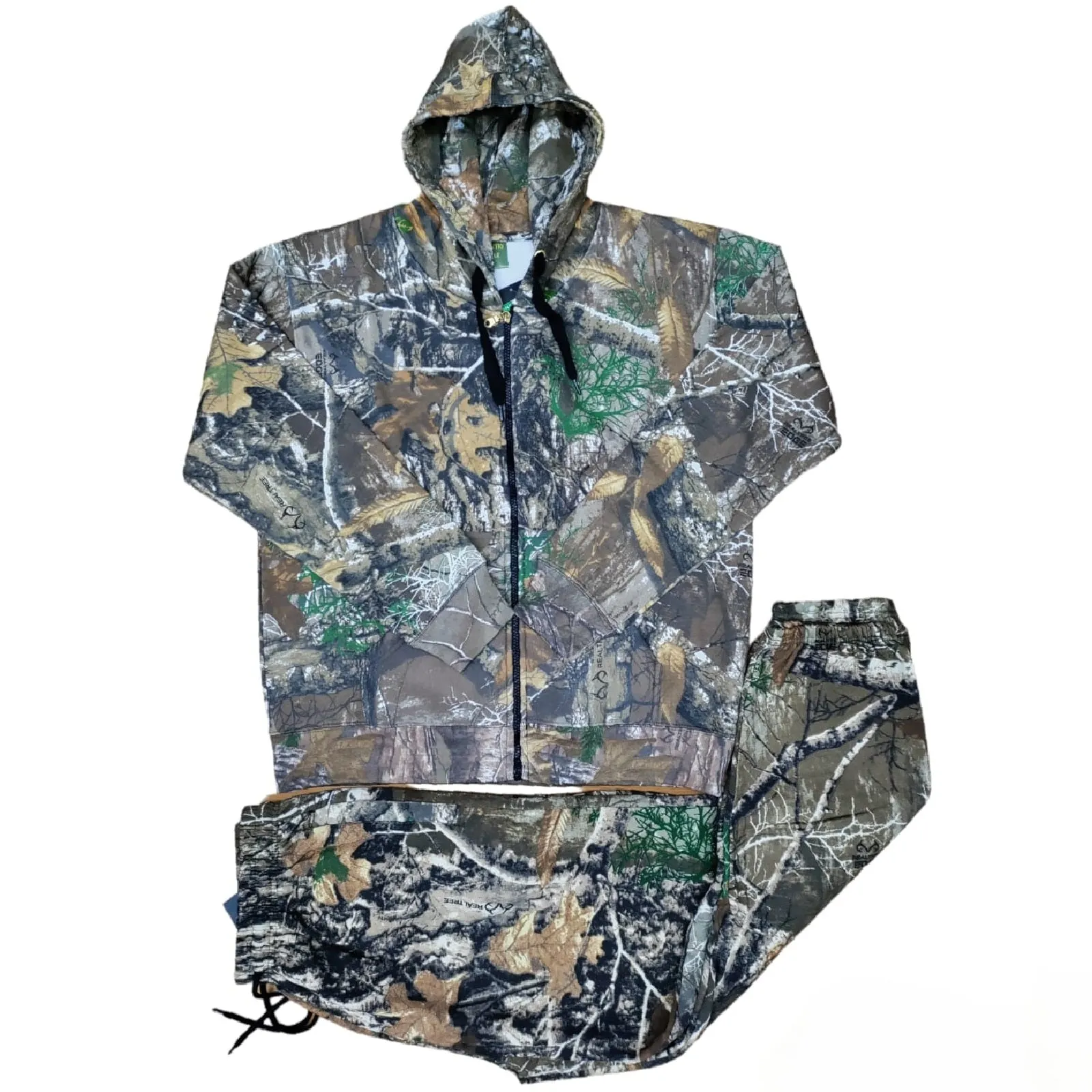 Mens Jungle Print Tracksuit 2pcs Full Set Trouser Hoodie Hunting Combat Sweat