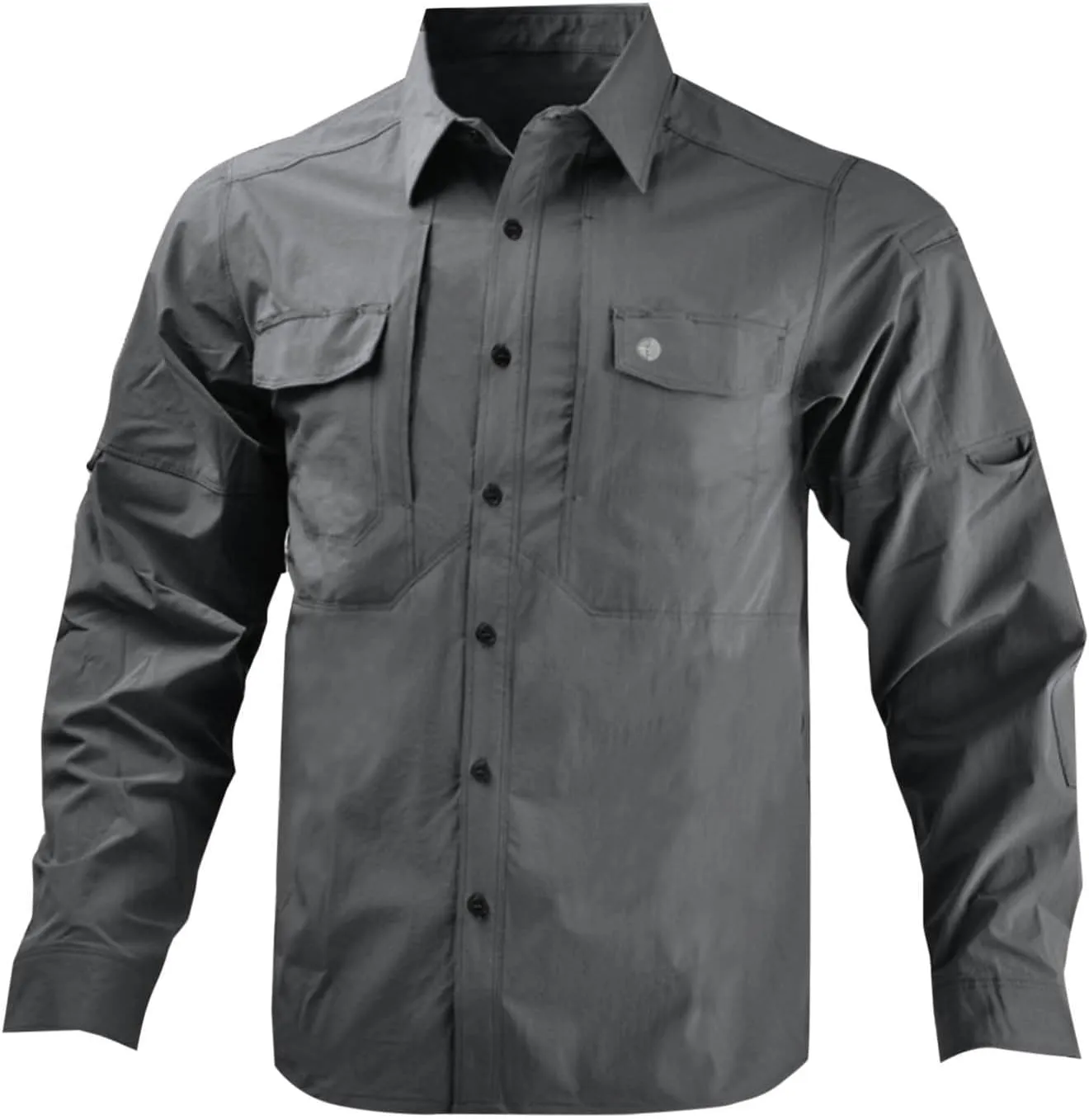 Men's Outdoor Hiking Shirts Long Sleeve Lightweight Quick Dry Sun Protection Shirt Lapel Button Fishing Travel Tops