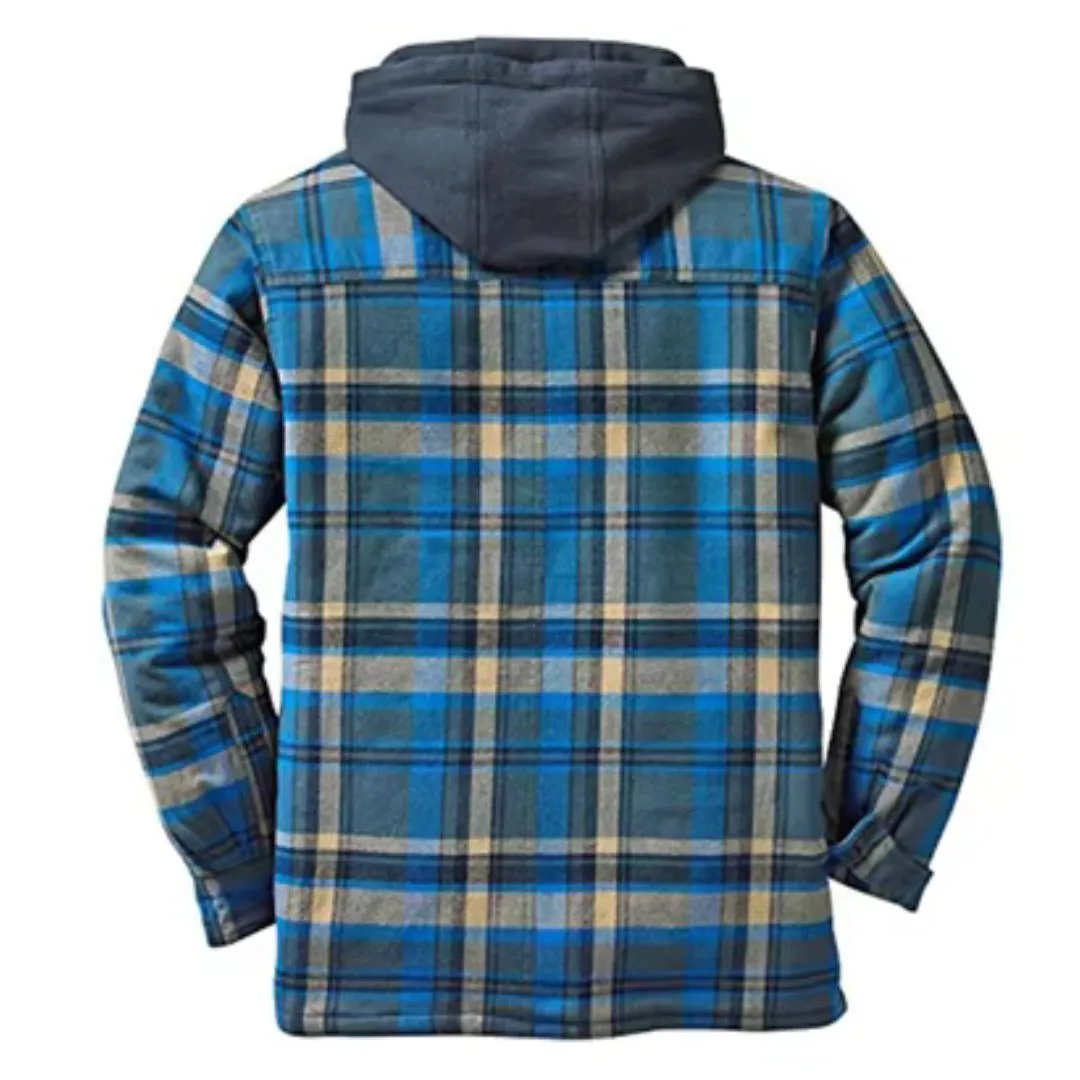 Men's Plaid Full Zip Hooded Jacket