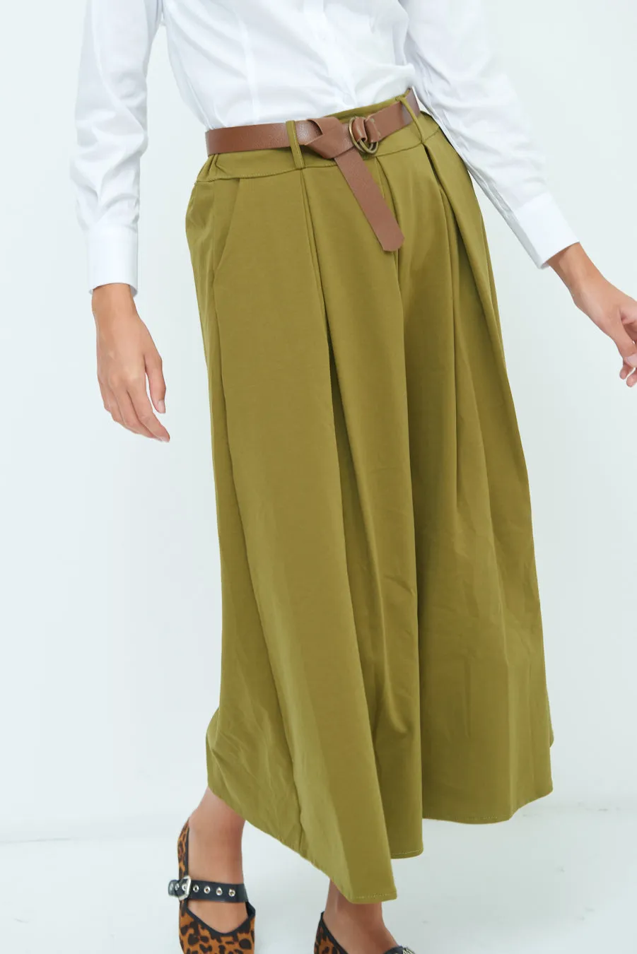 Pleated A-line midi skirt wholesale