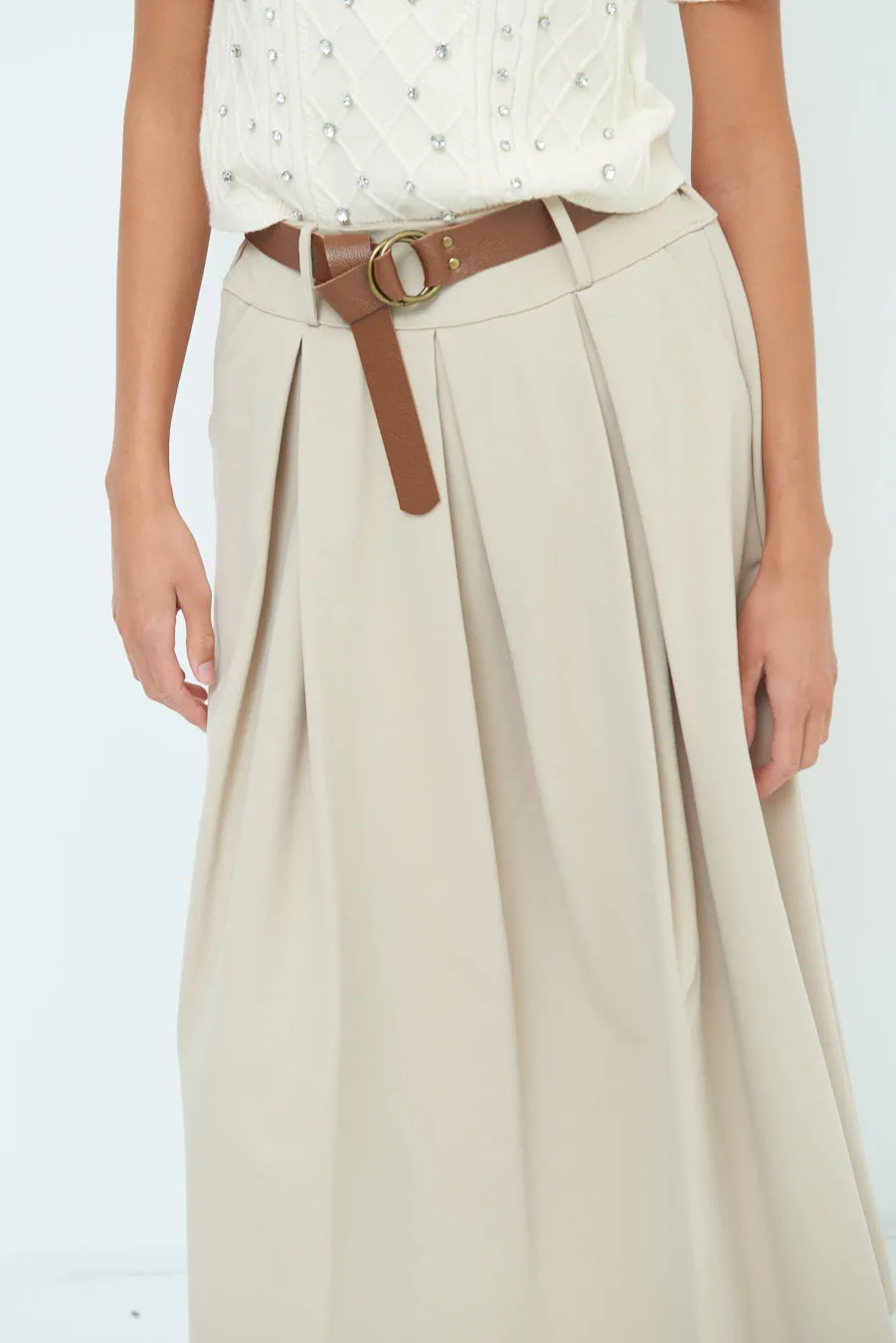 Pleated A-line midi skirt wholesale
