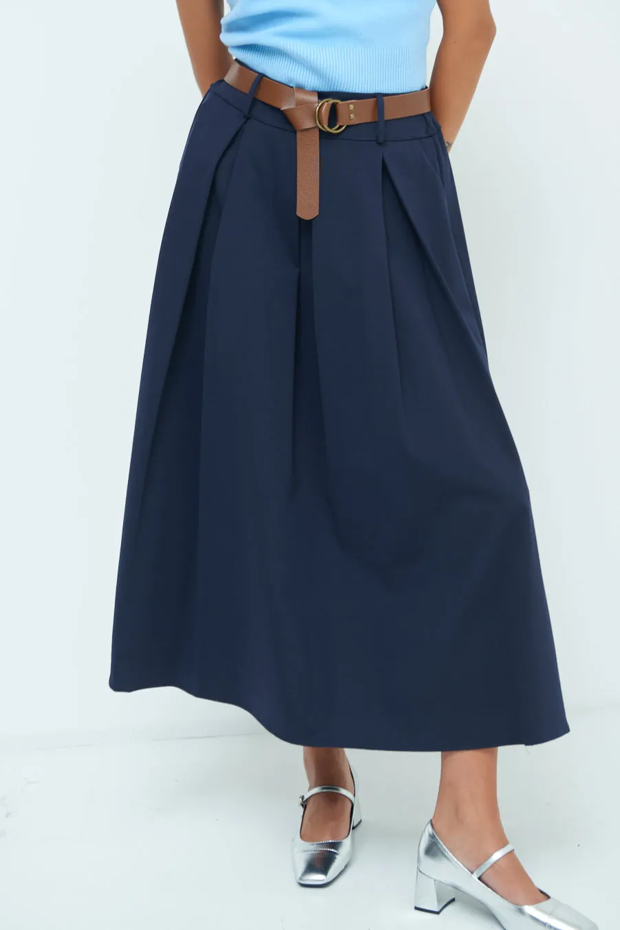 Pleated A-line midi skirt wholesale