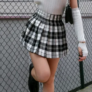 Pleated Plaid Skirt