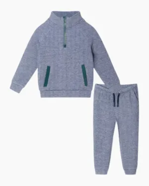 QUARTER ZIP PULL ON SWEATSHIRT & JOGGER SET