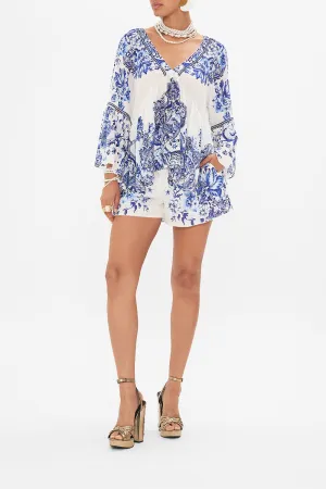 RAGLAN BLOUSE WITH SLEEVE RUFFLE GLAZE AND GRAZE