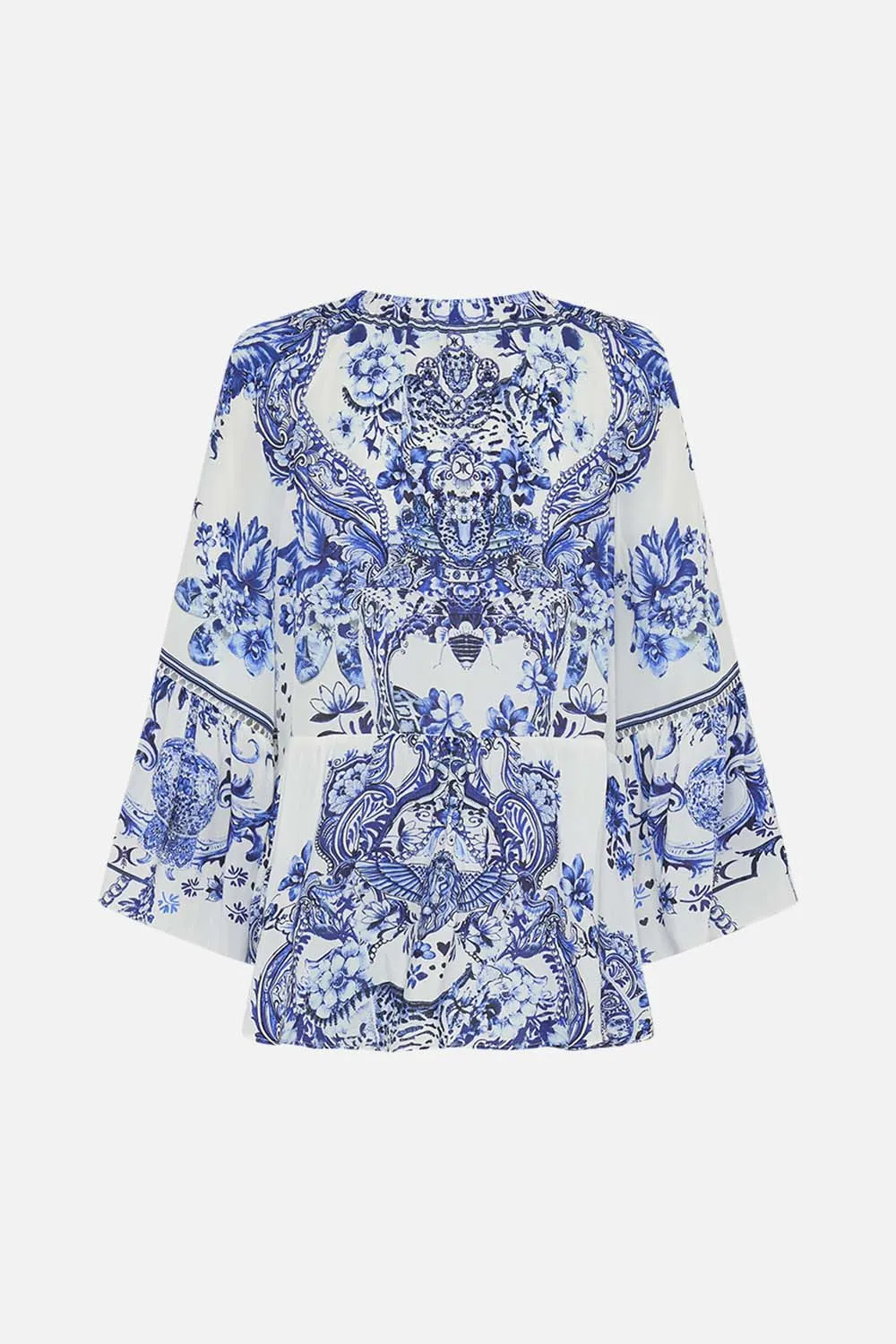 RAGLAN BLOUSE WITH SLEEVE RUFFLE GLAZE AND GRAZE