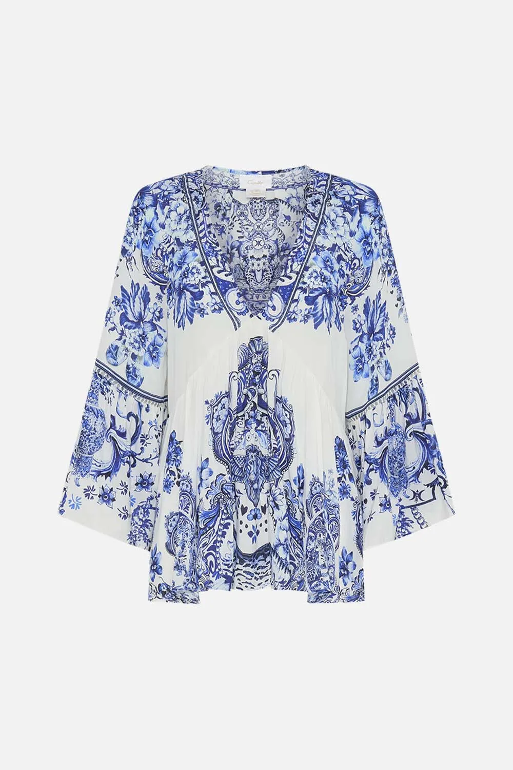 RAGLAN BLOUSE WITH SLEEVE RUFFLE GLAZE AND GRAZE