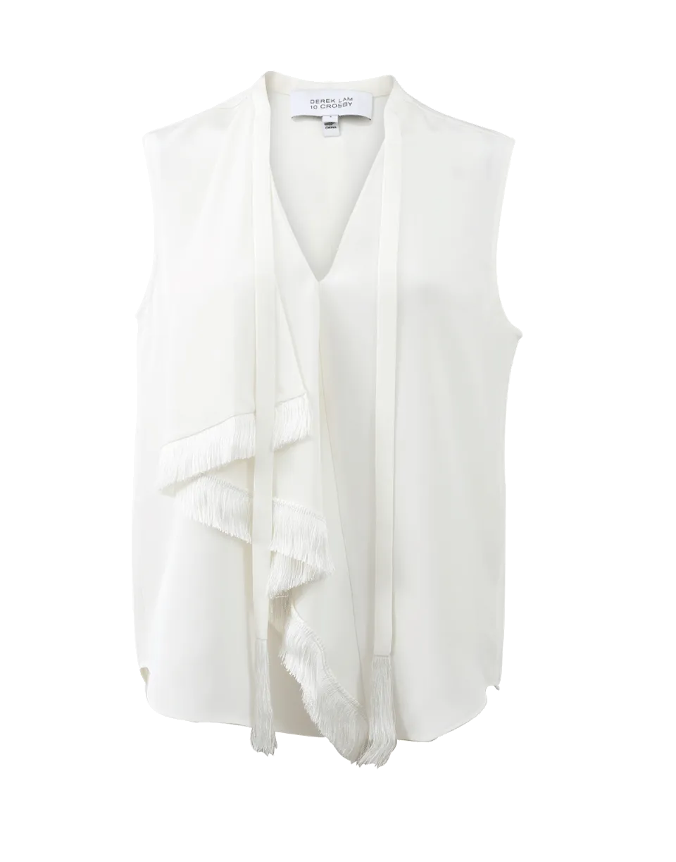 Ruffle Fringe Tie Blouse
