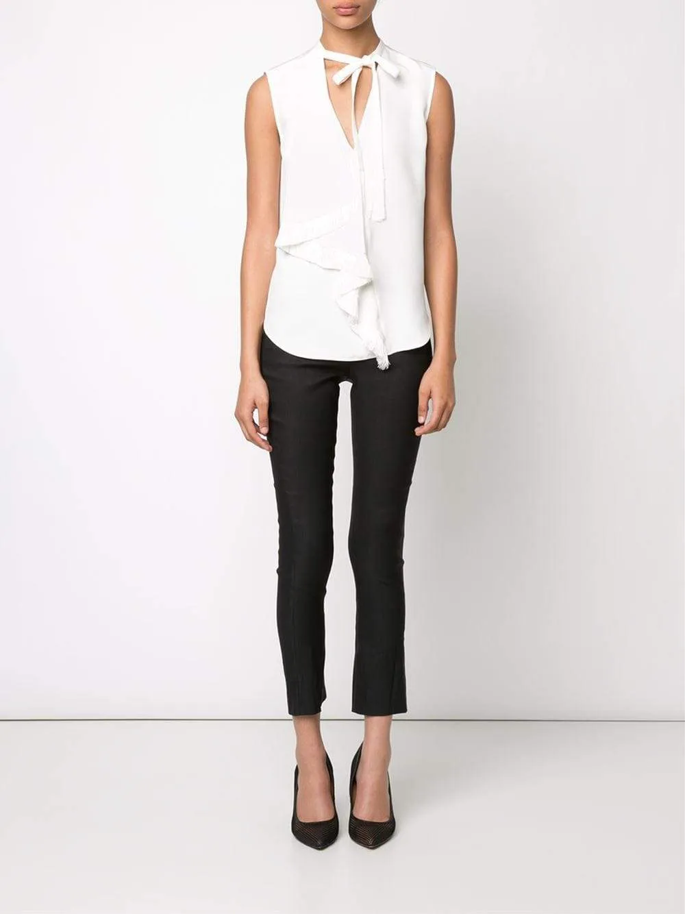 Ruffle Fringe Tie Blouse