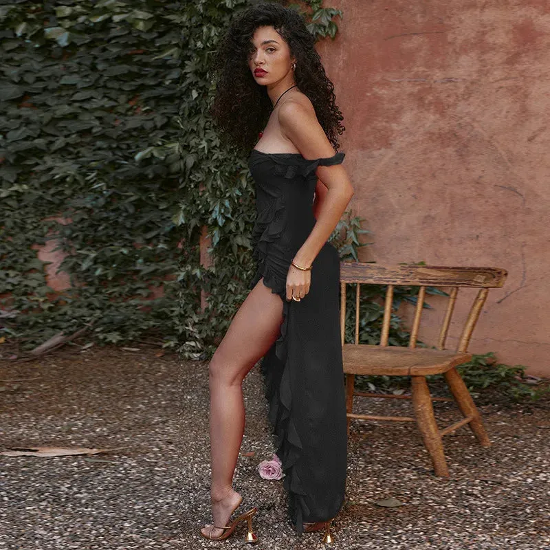 Sexy Ruffles Summer Elegant Maxi Dresses For Women Backless