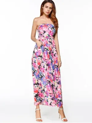 TastyHottie - Cheap Maxi Print Bandeau Dress