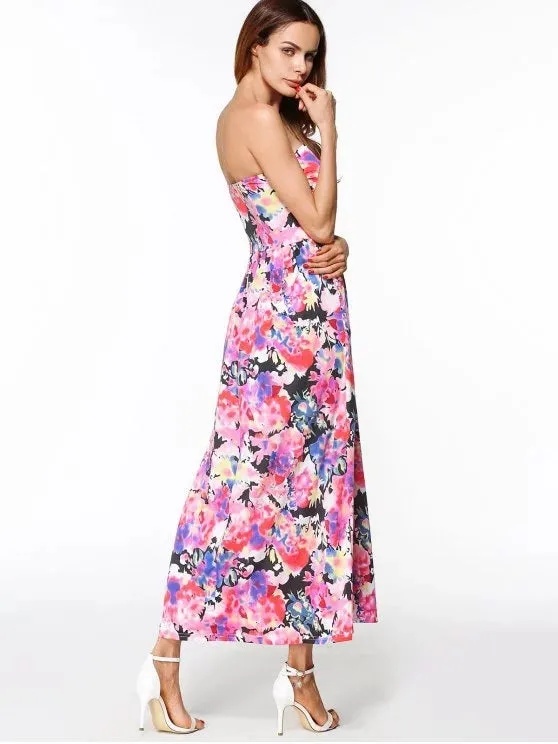 TastyHottie - Cheap Maxi Print Bandeau Dress