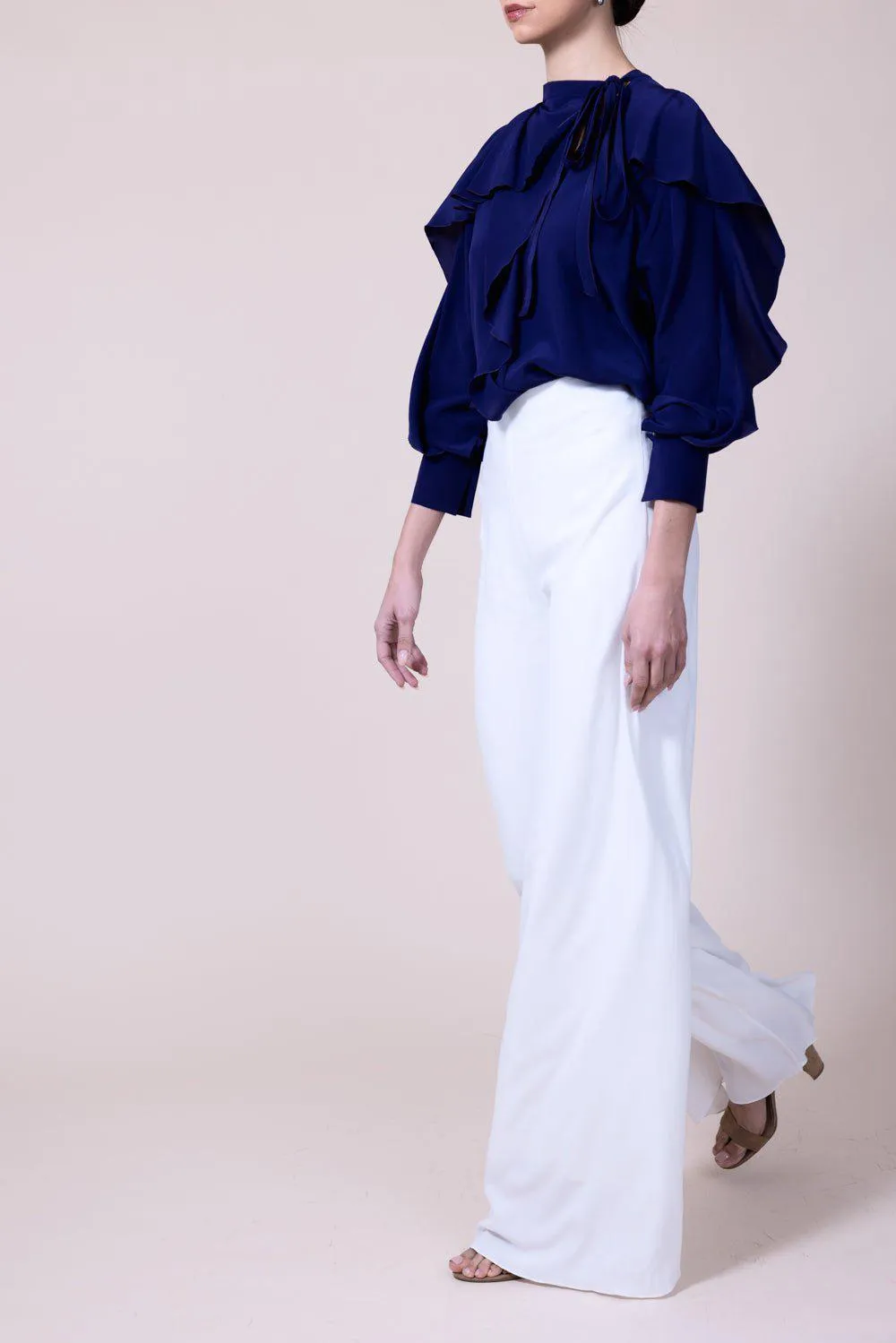 Tie Ruffle Blouse - Violet