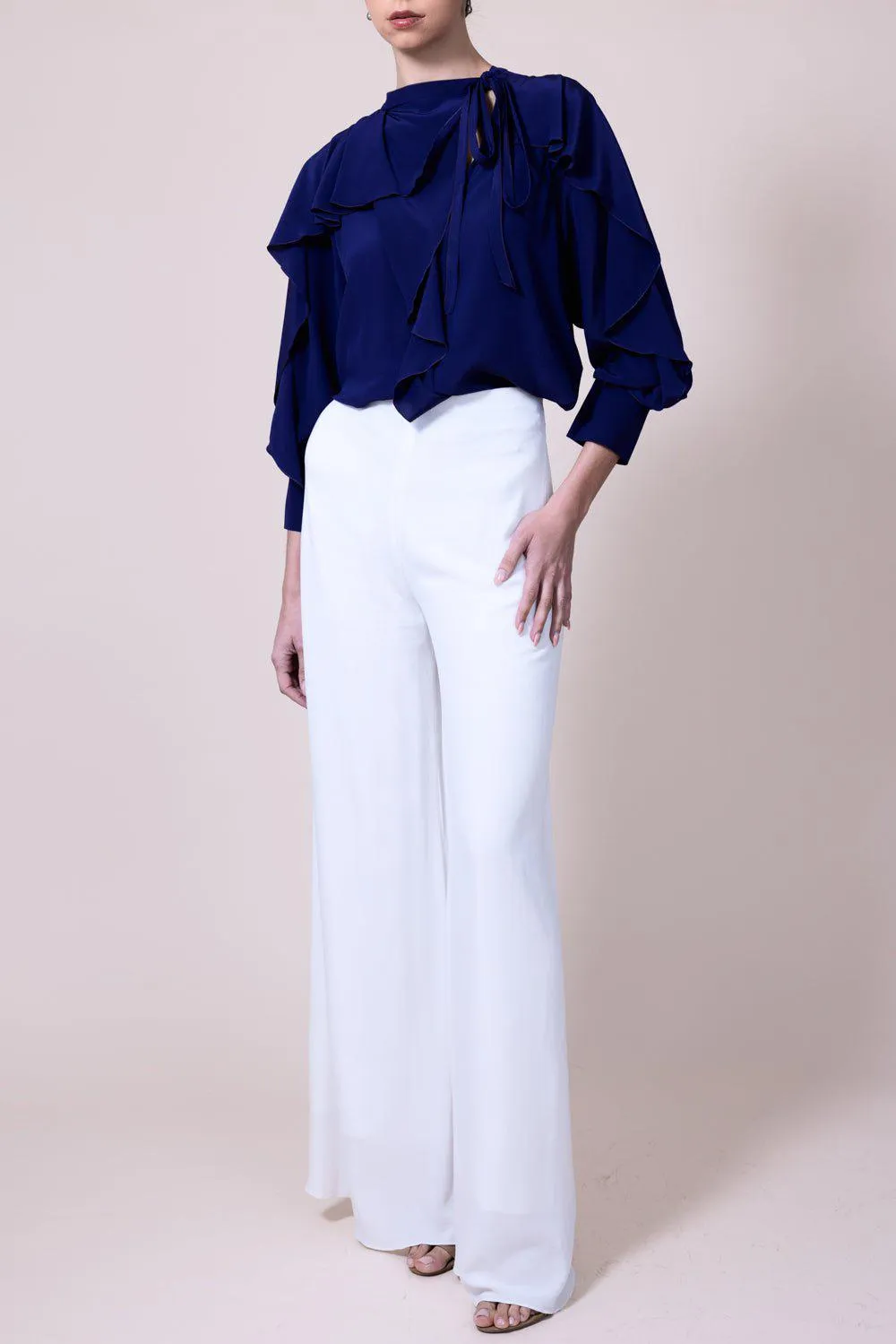 Tie Ruffle Blouse - Violet