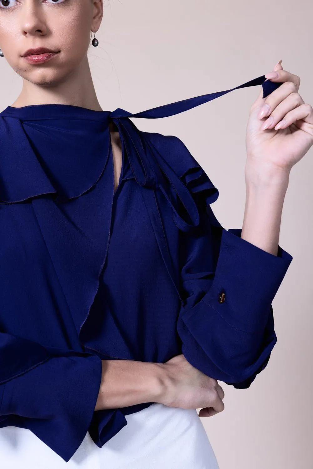 Tie Ruffle Blouse - Violet